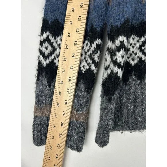 Evereve Womens Size Medium Fair Isle Knit Sweater Blue/Gray Long Sleeve - Picture 4 of 11